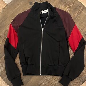 A.L.C. Women's Black and Burgundy Bomber Jacket